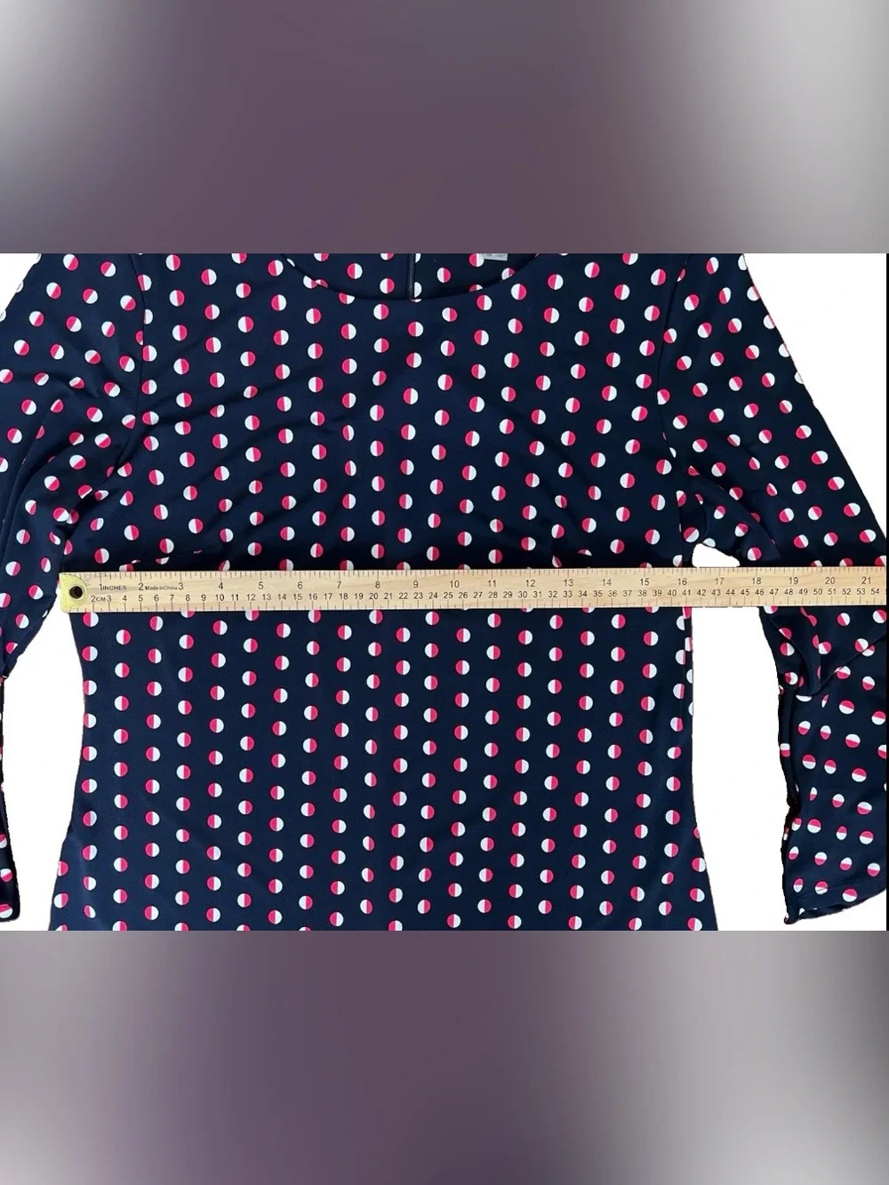 Tommy Hilfiger Women’s Navy Blue Polka Dot Red/White Dress Size 8 Bell Sleeve